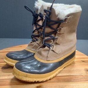 Sorel Tan and Black Winter Boots